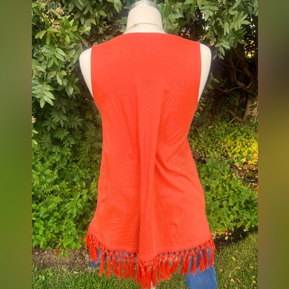 J. Jill Bright Orange 🍊 Tank Top with Fringe Hem - Picture 6 of 8